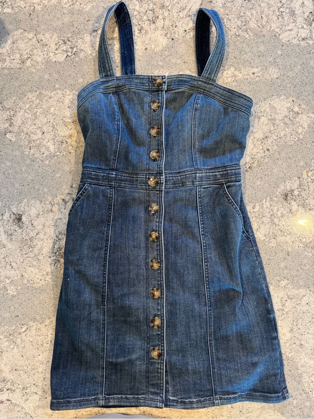 XS Express Button-Front Denim Sundress Jean Dress